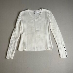 Tommy Hilfiger Women's V-neck Ribbed Sweater Large